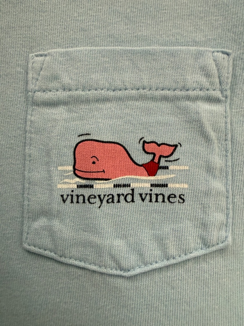 Vineyard Vines Light Blue Kids Whale Pocket Tee - Swim theme. Size 6